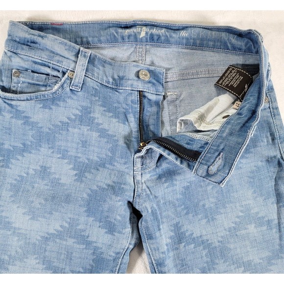 7 For ALL Mankind The Skinny Jeans Size 27 Ancient Pyramid Laser Aztec Print - Picture 4 of 16